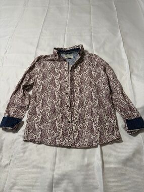 Cody James Casual Paisley Button-Down Shirt - Burgundy/White